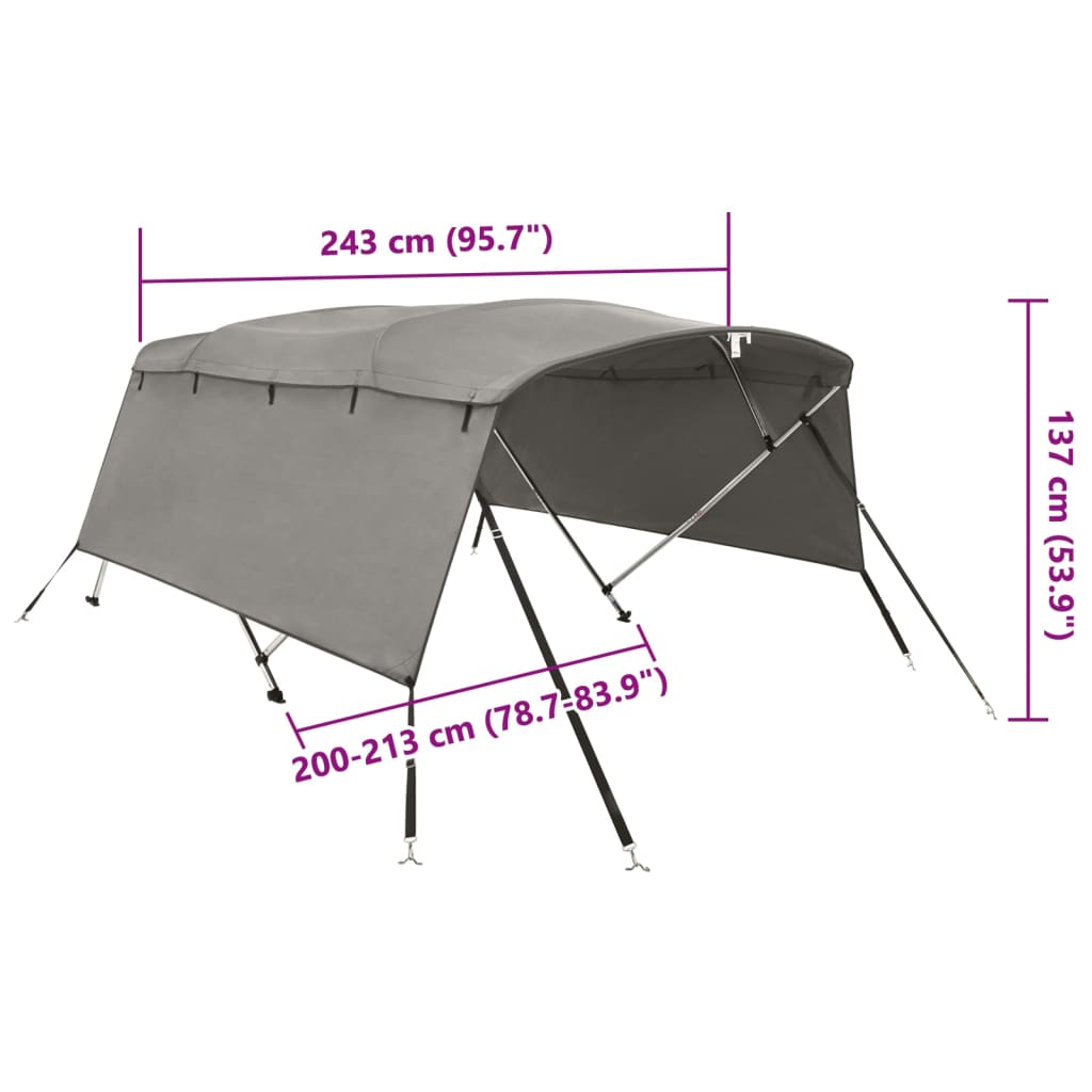 Tenda bimini s 4 luka i bočnim stijenkama 243x(200-213)x137 cm