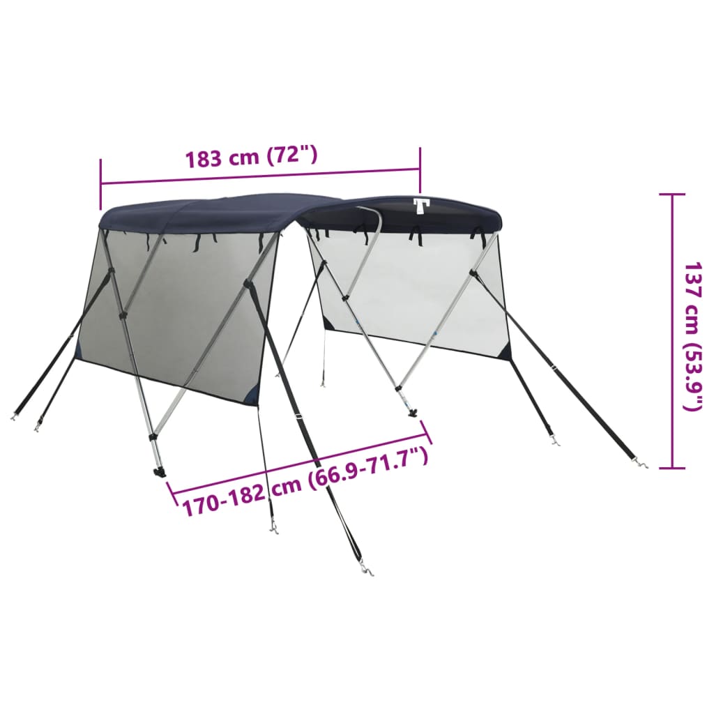 Tenda bimini s 4 luka i mrežastim zidovima 183x(170-182)x137 cm