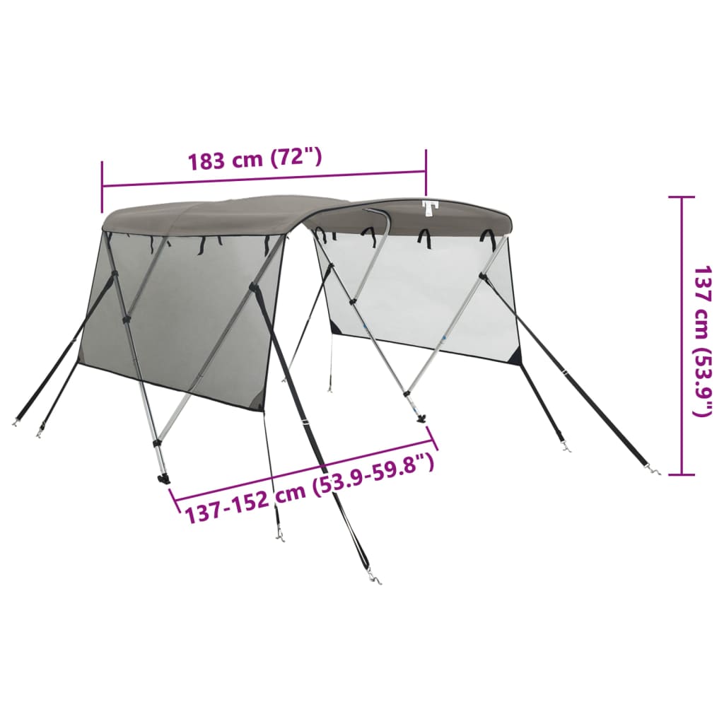 Tenda bimini s 3 luka i mrežastim zidovima 183x(137-152)x137 cm