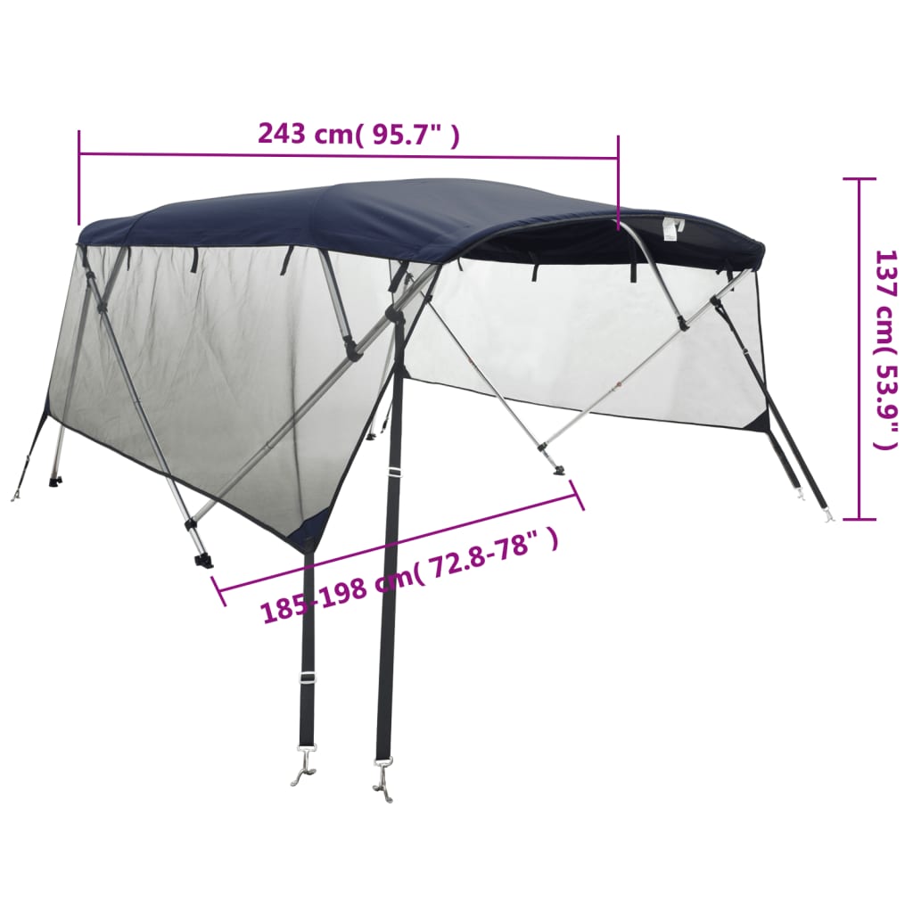 Tenda bimini s 4 luka i mrežastim zidovima 243x(185-198)x137 cm