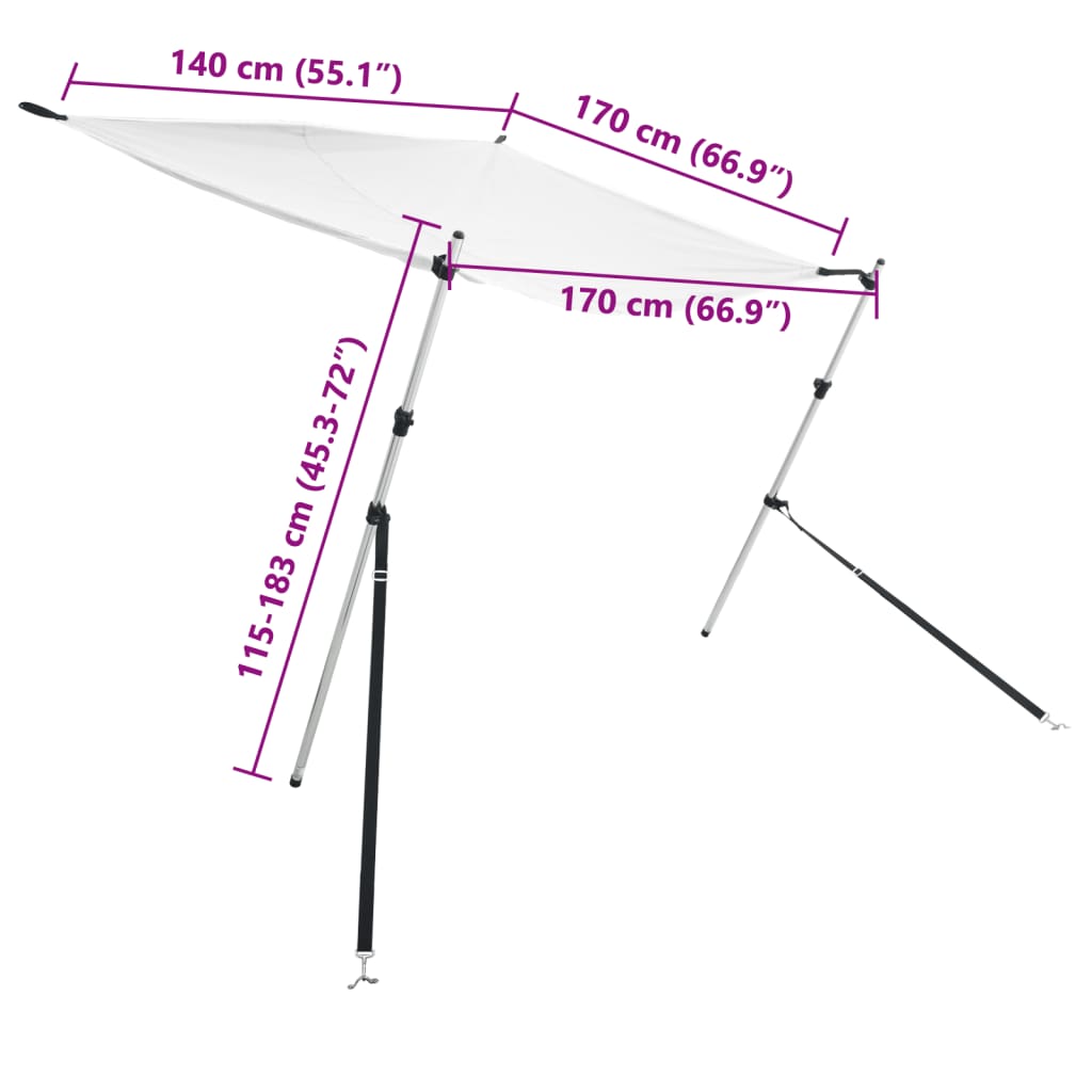 Nastavak za sjenilo s vrhom T-oblika 170x170x(115-183) cm