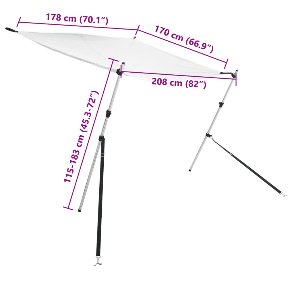 Nastavak za sjenilo s vrhom T oblika bijeli 170x208x(115-183)cm
