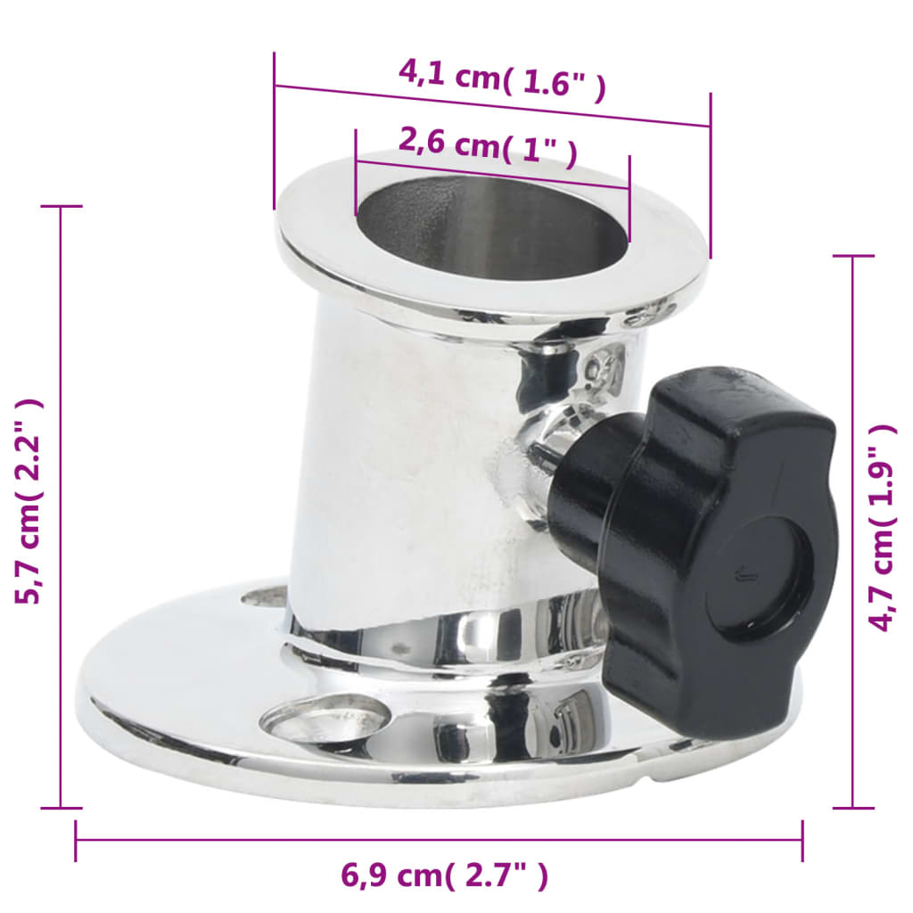 Okrugla baza za bimini za cijev od 26 mm 2 kom nehrđajući čelik