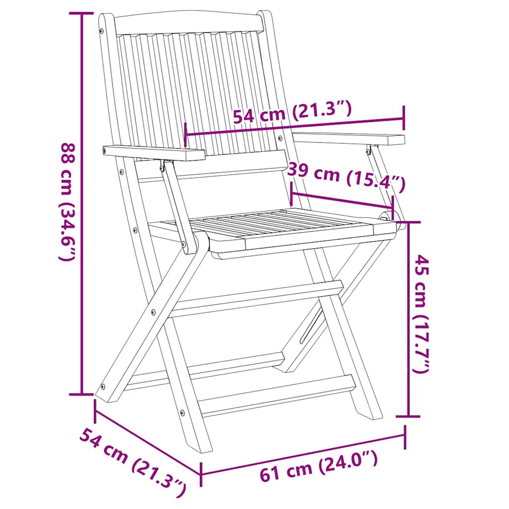 Sklopive vrtne stolice 6 kom 54x61x88 cm od drva bagrema