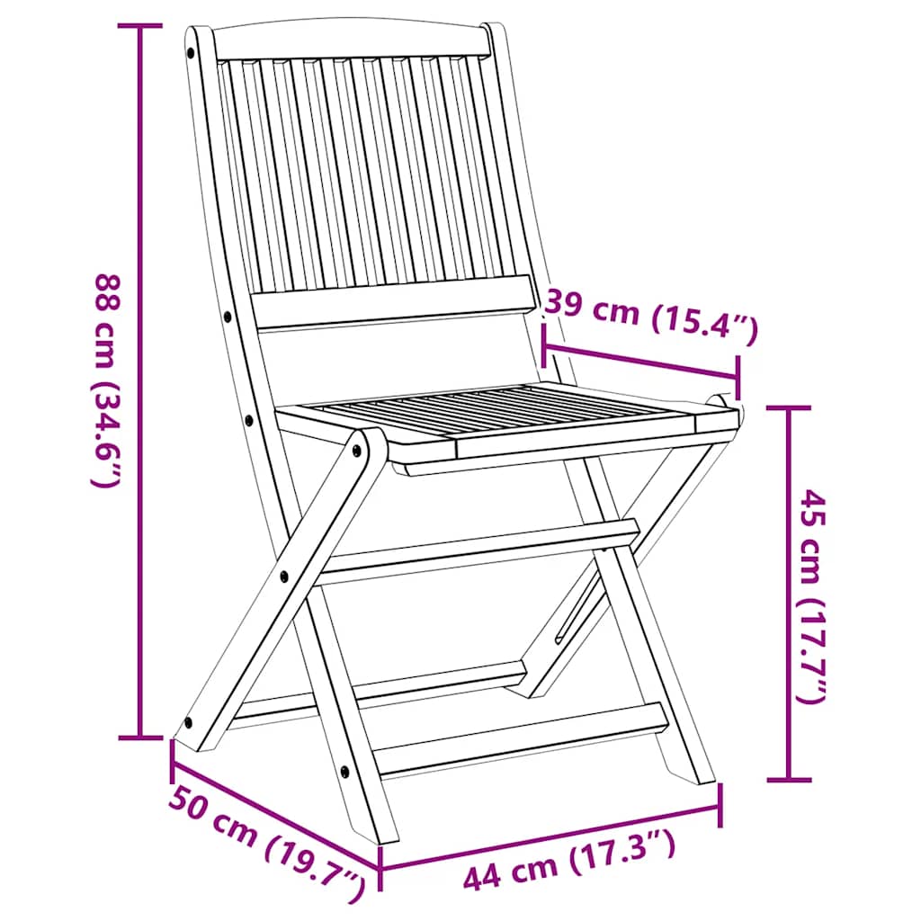 Sklopive vrtne stolice 6 kom 44x50x88 cm od drva bagrema