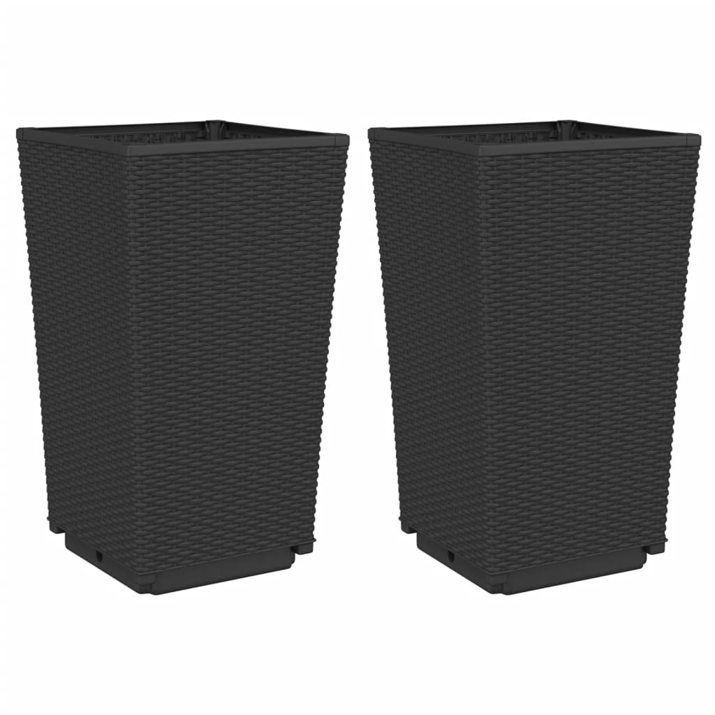 Vrtne sadilice 2 kom crne 32,5 x 32,5 x 57 cm od PP-a