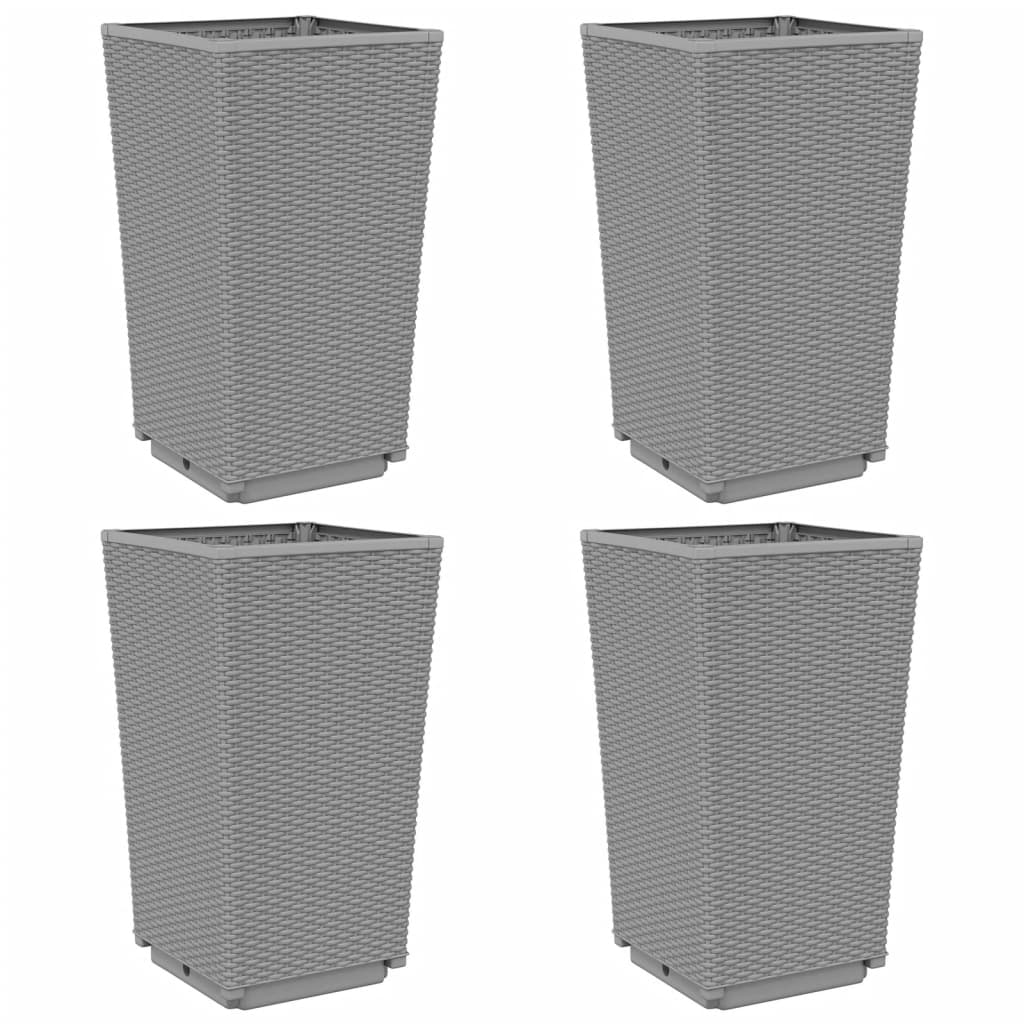Vrtne sadilice 4 kom svjetlosive 32,5 x 32,5 x 57 cm PP