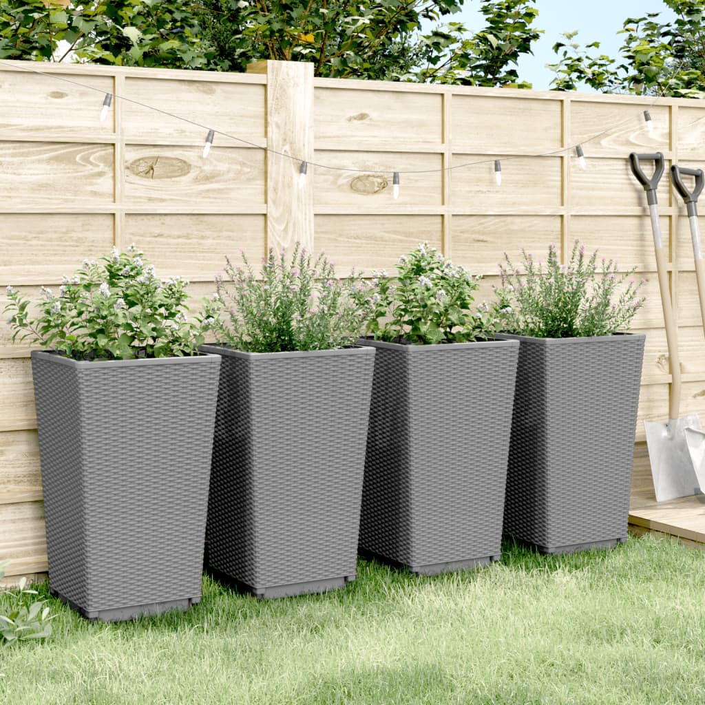 Vrtne sadilice 4 kom svjetlosive 32,5 x 32,5 x 57 cm PP