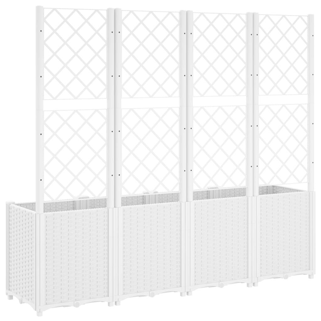 Vrtna sadilica s rešetkom bijela 160 x 40 x 140 cm PP