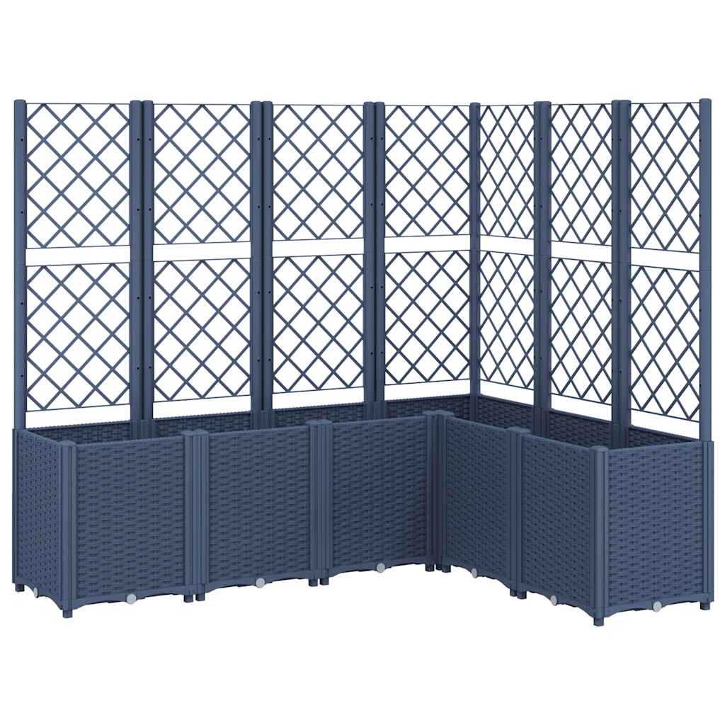Vrtna sadilica s rešetkom plava siva 160 x 120 x 140 cm PP