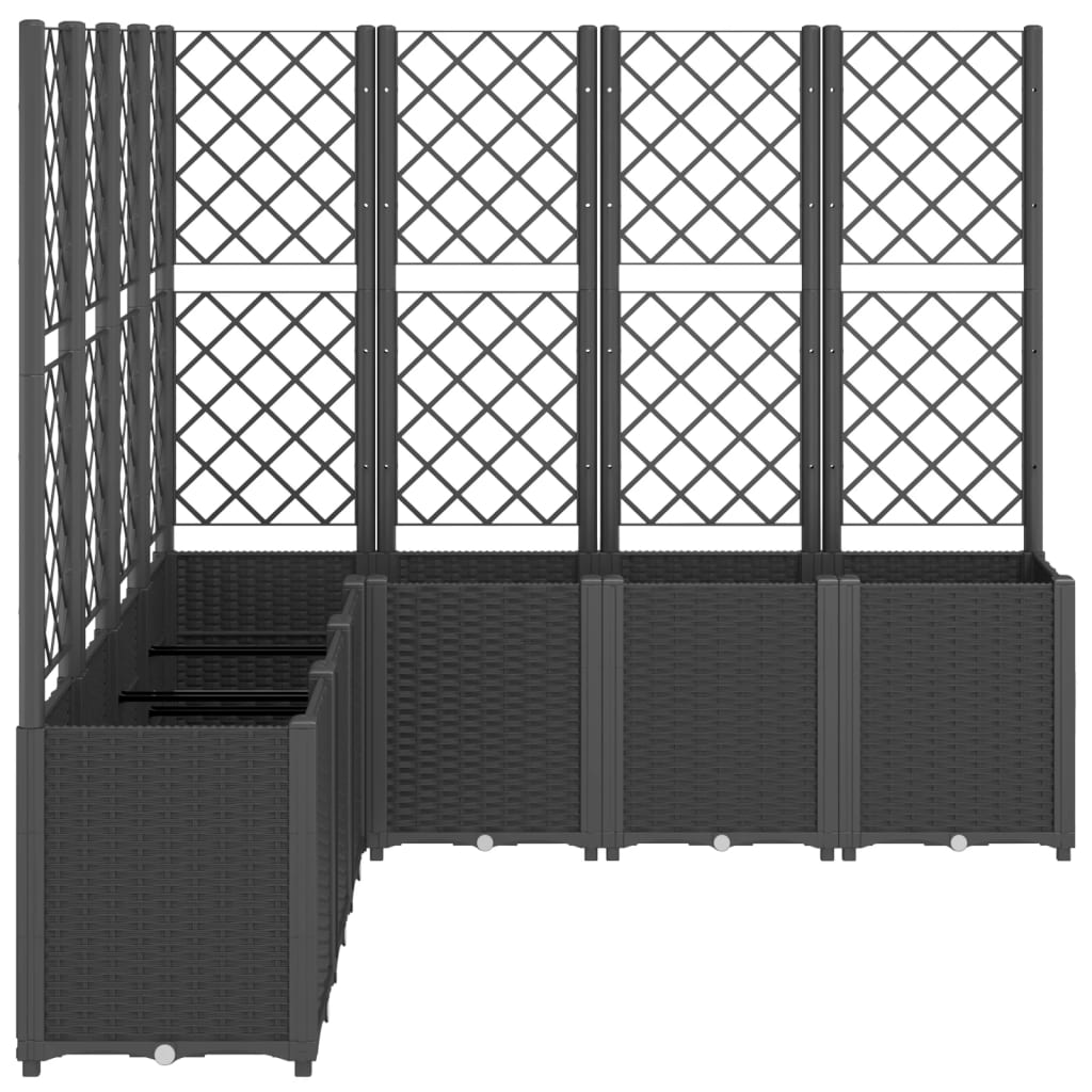 Vrtna sadilica s rešetkom crna 160 x 160 x 140 cm PP