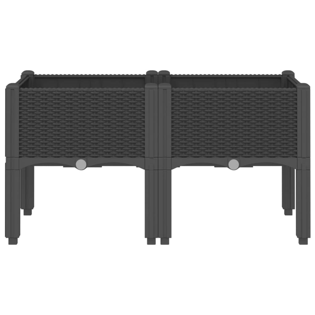 Vrtna sadilica s nogama crna 80 x 40 x 42 cm PP