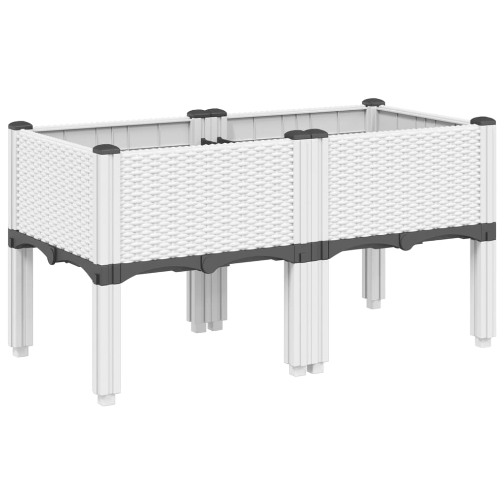 Vrtna sadilica s nogama bijela 80 x 40 x 42 cm PP