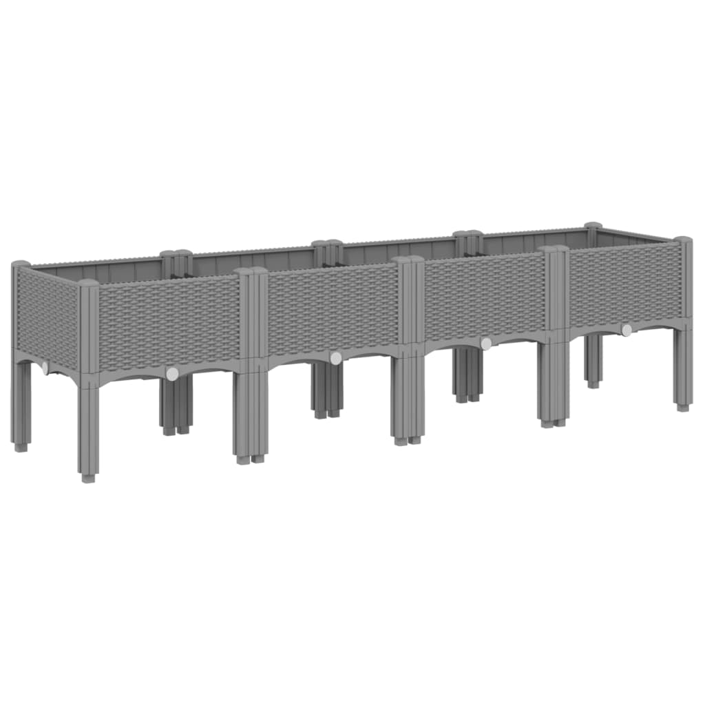 Vrtna sadilica s nogama svjetlosiva 160 x 40 x 42 cm PP
