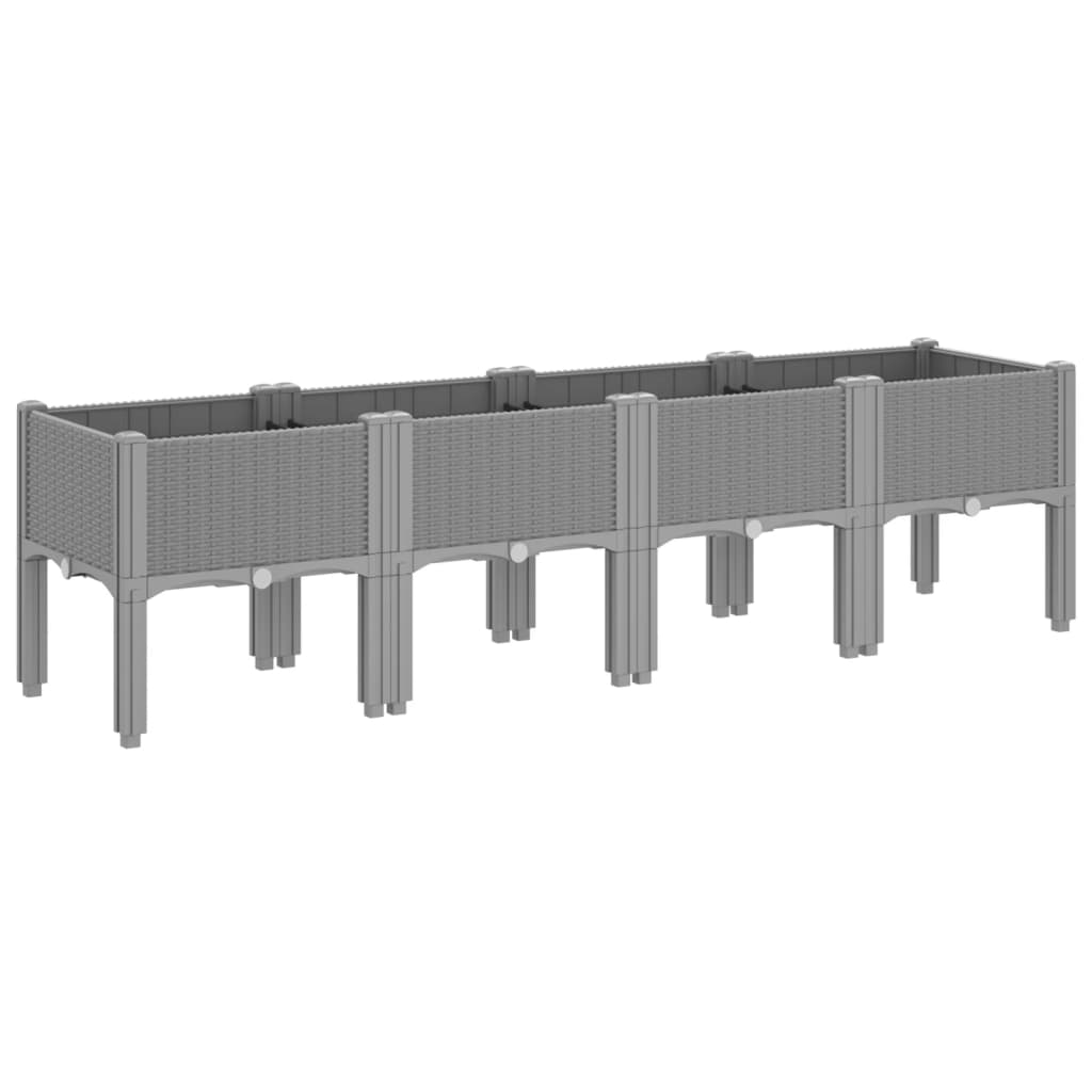Vrtna sadilica s nogama svjetlosiva 160 x 40 x 42 cm PP