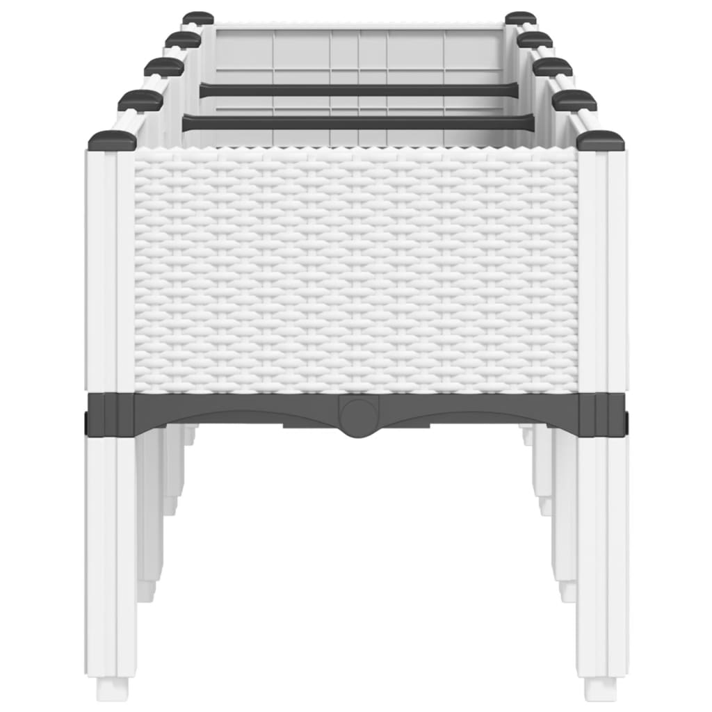 Vrtna sadilica s nogama bijela 160 x 40 x 42 cm PP