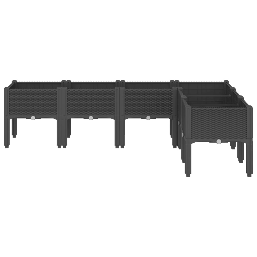 Vrtna sadilica s nogama crna 160 x 120 x 42 cm PP