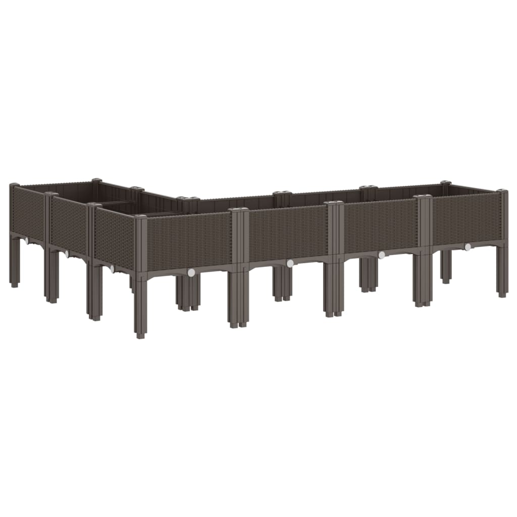 Vrtna sadilica s nogama smeđa 160 x 120 x 42 cm PP