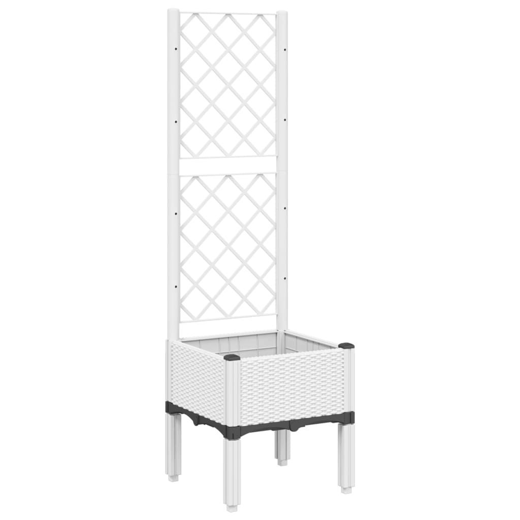 Vrtna sadilica s rešetkom bijela 40 x 40 x 142 cm PP