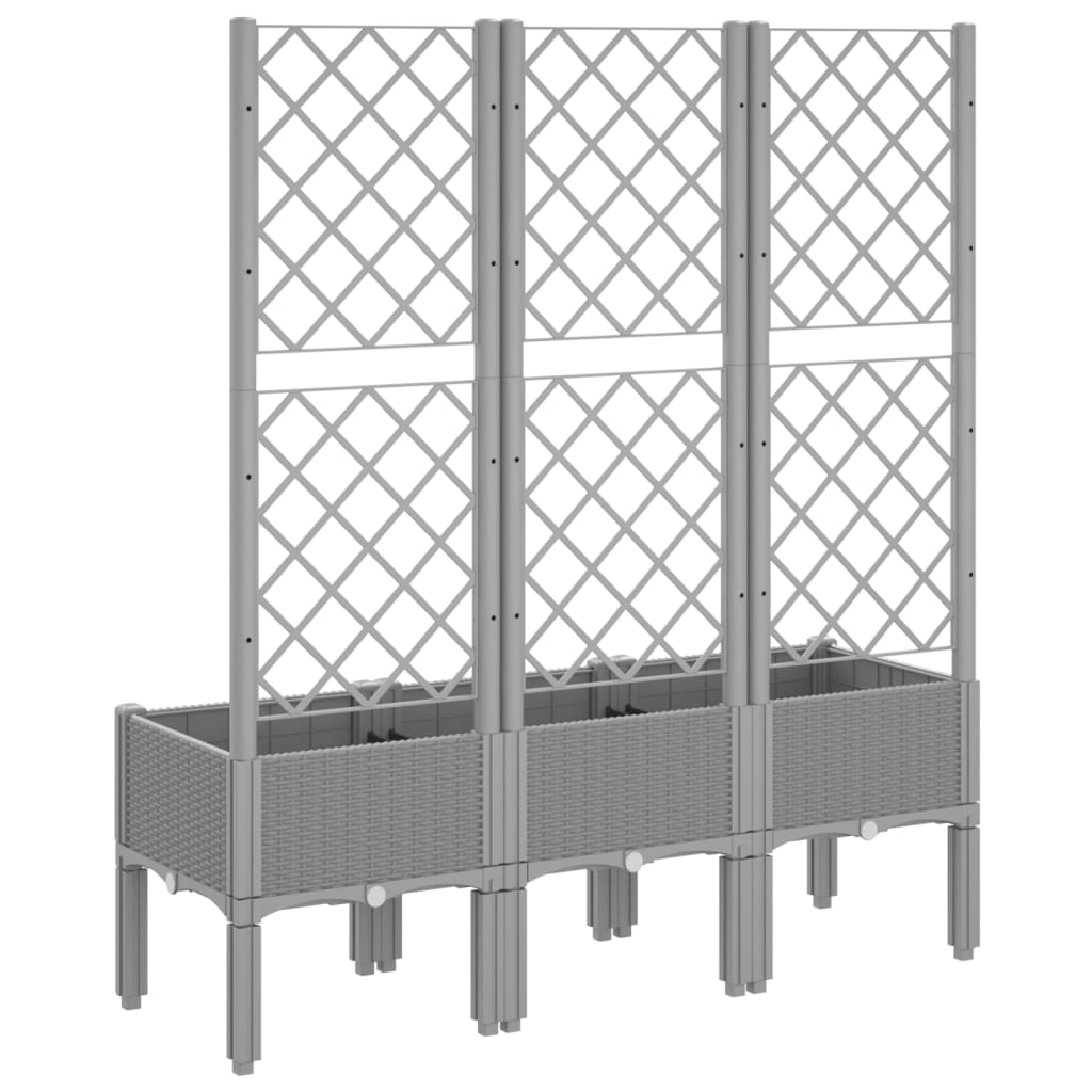 Vrtna sadilica s rešetkom svjetlosiva 120 x 40 x 142 cm PP