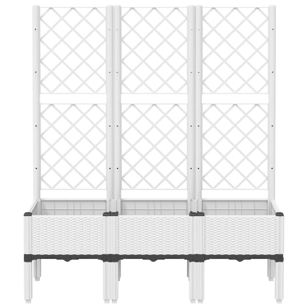 Vrtna sadilica s rešetkom bijela 120 x 40 x 142 cm PP