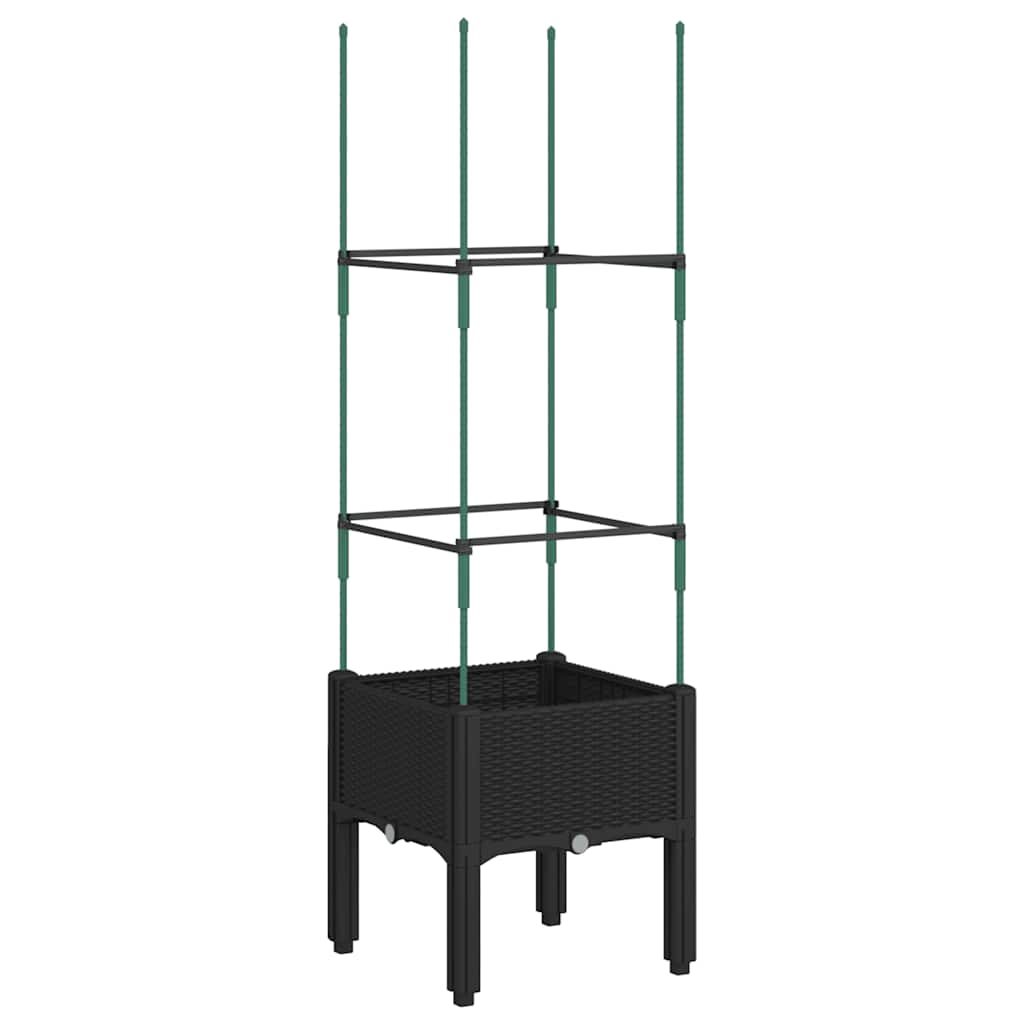 Vrtna sadilica s rešetkom crna 40 x 40 x 142,5 cm PP