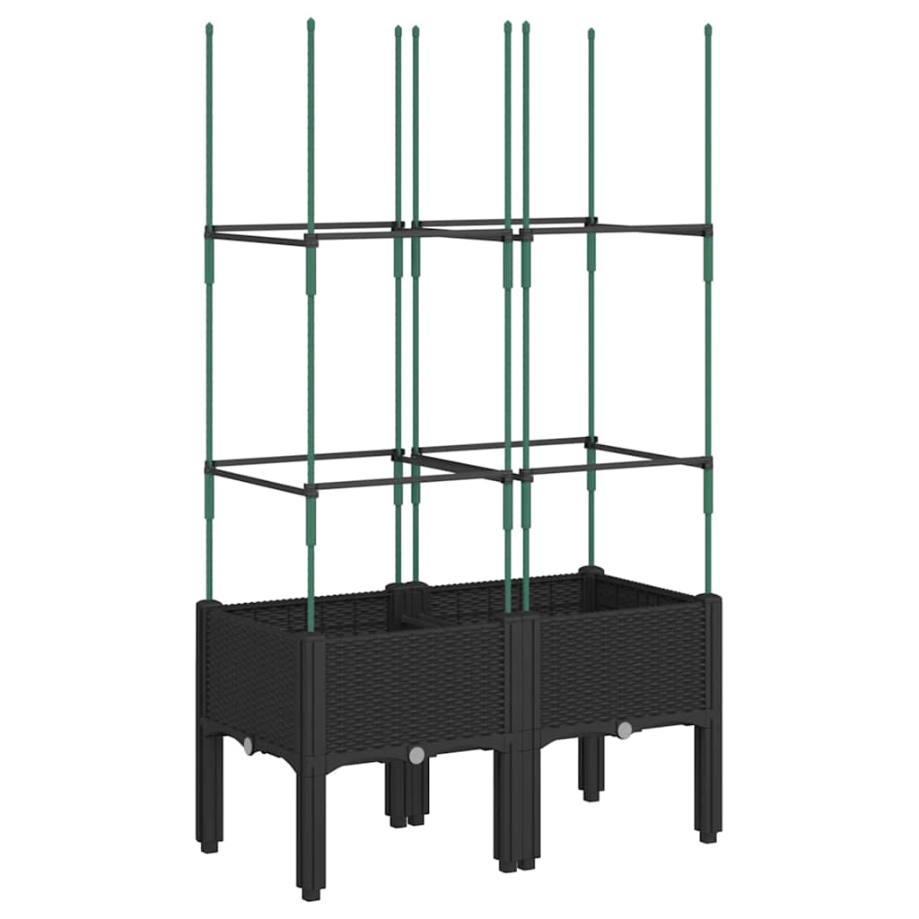 Vrtna sadilica s rešetkom crna 80 x 40 x 142,5 cm PP