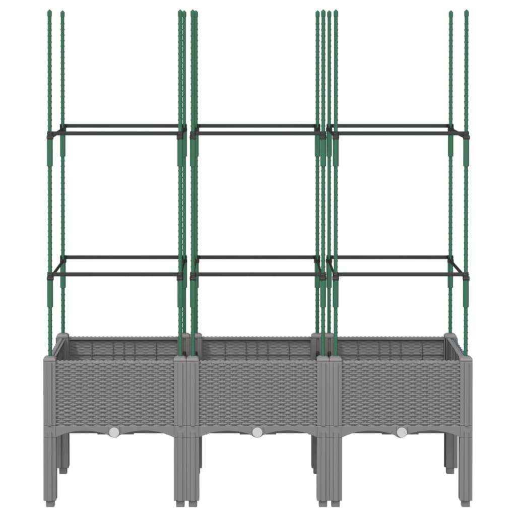 Vrtna sadilica s rešetkom svjetlosiva 120 x 40 x 142,5 cm PP