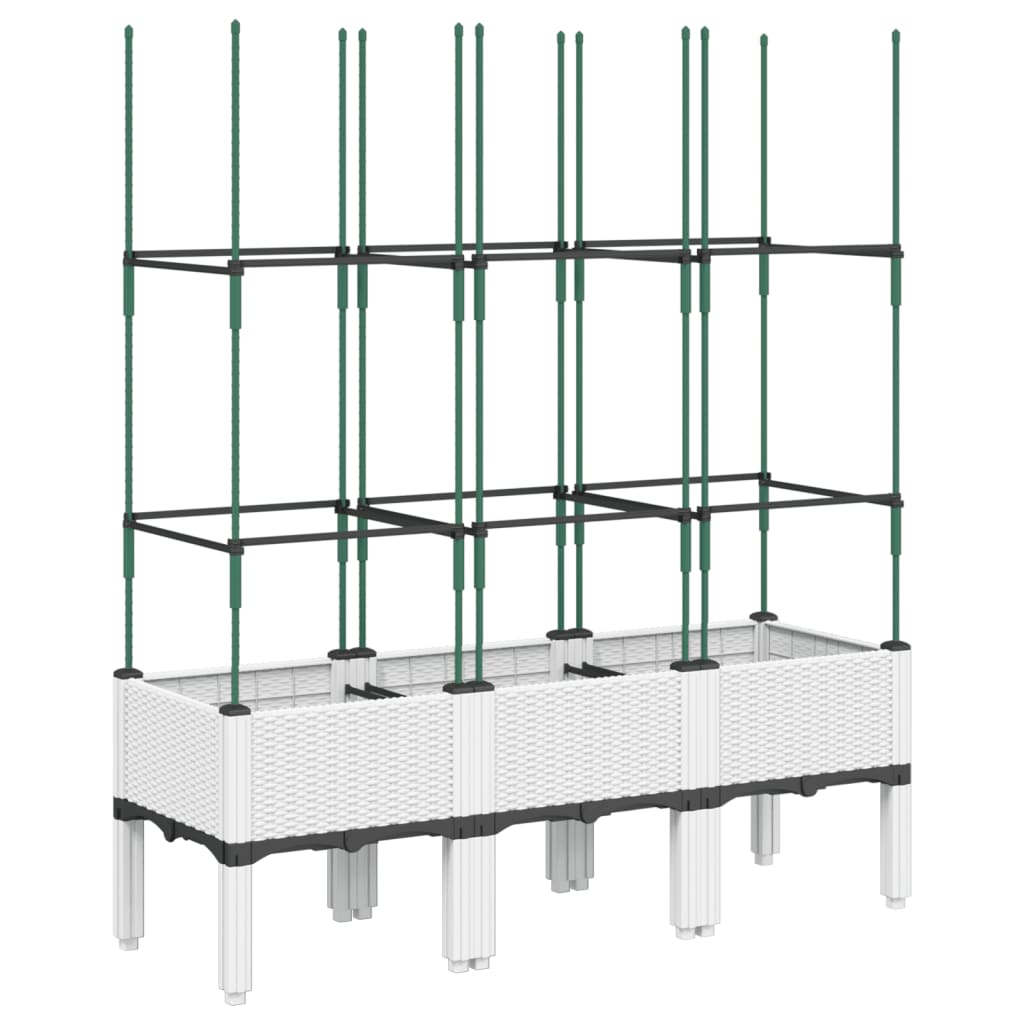 Vrtna sadilica s rešetkom bijela 120 x 40 x 142,5 cm PP