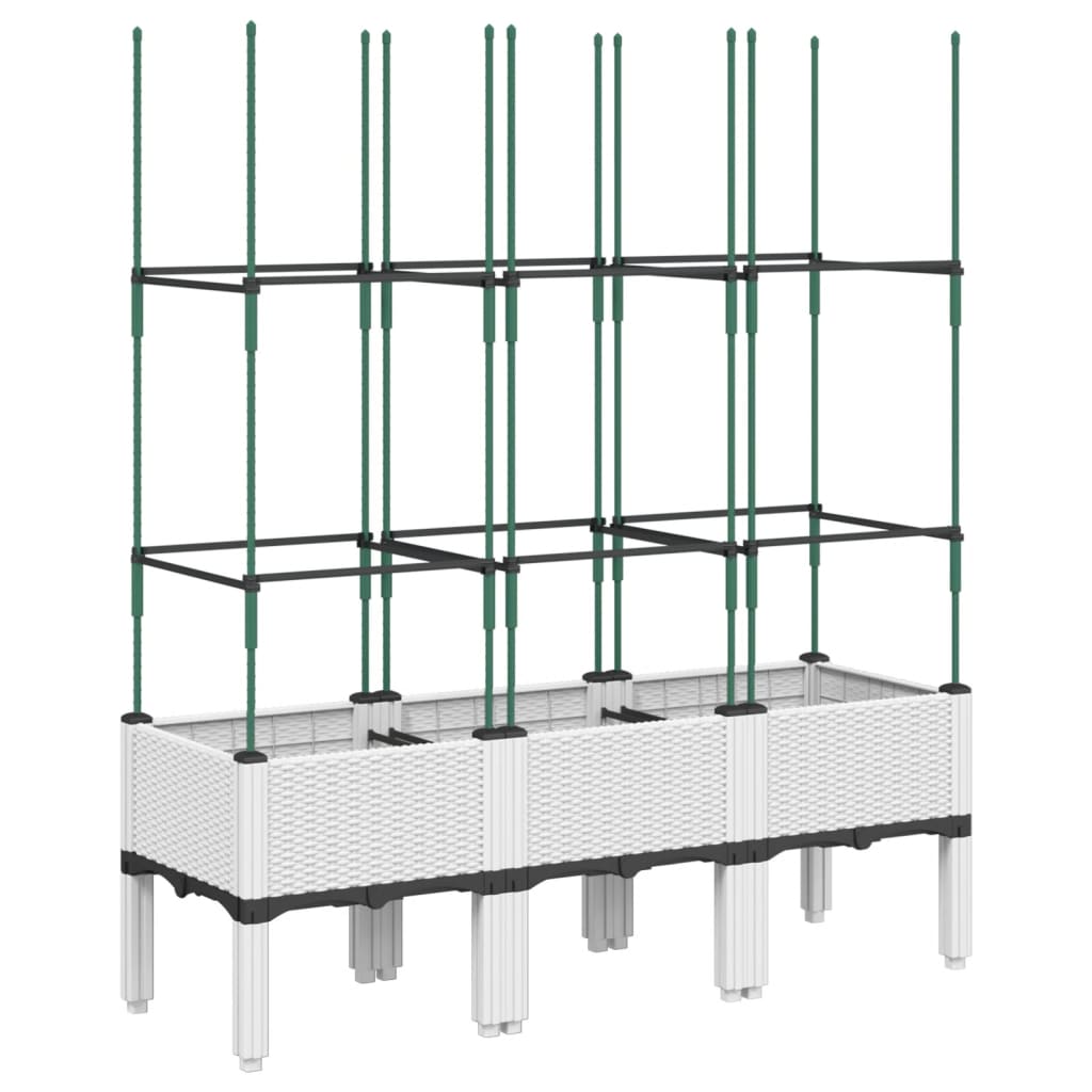 Vrtna sadilica s rešetkom bijela 120 x 40 x 142,5 cm PP