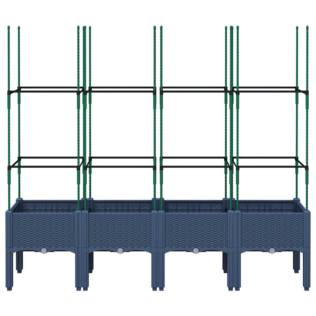 Vrtna sadilica s rešetkom plava siva 160 x 40 x 142,5 cm PP