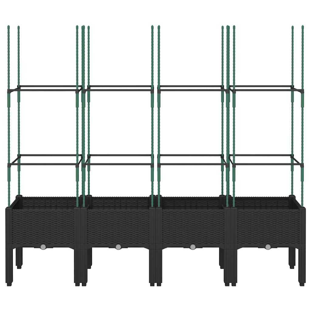 Vrtna sadilica s rešetkom crna 160 x 40 x 142,5 cm PP