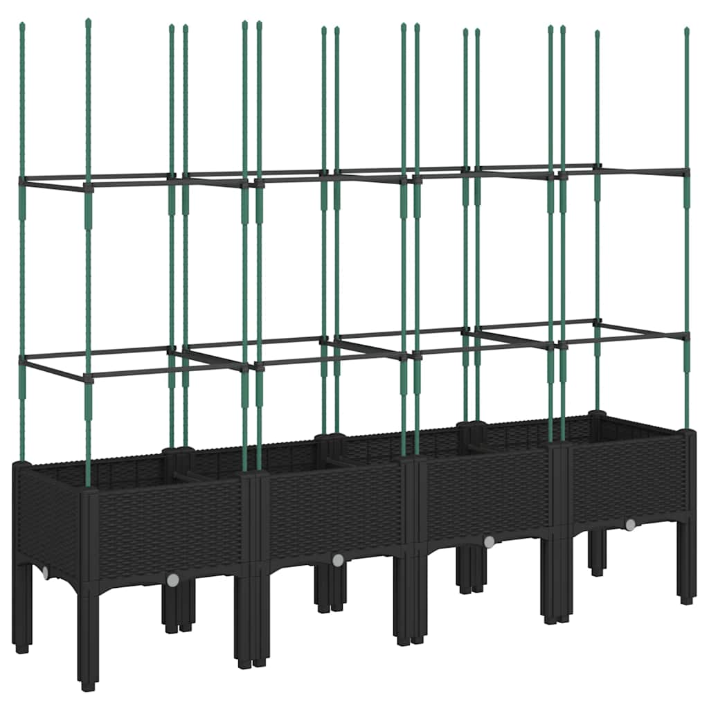 Vrtna sadilica s rešetkom crna 160 x 40 x 142,5 cm PP