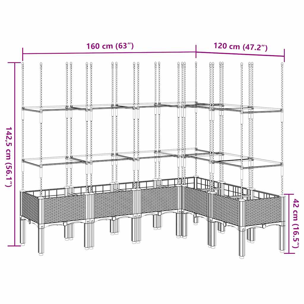 Vrtna sadilica s rešetkom bijela 160 x 120 x 142,5 cm PP