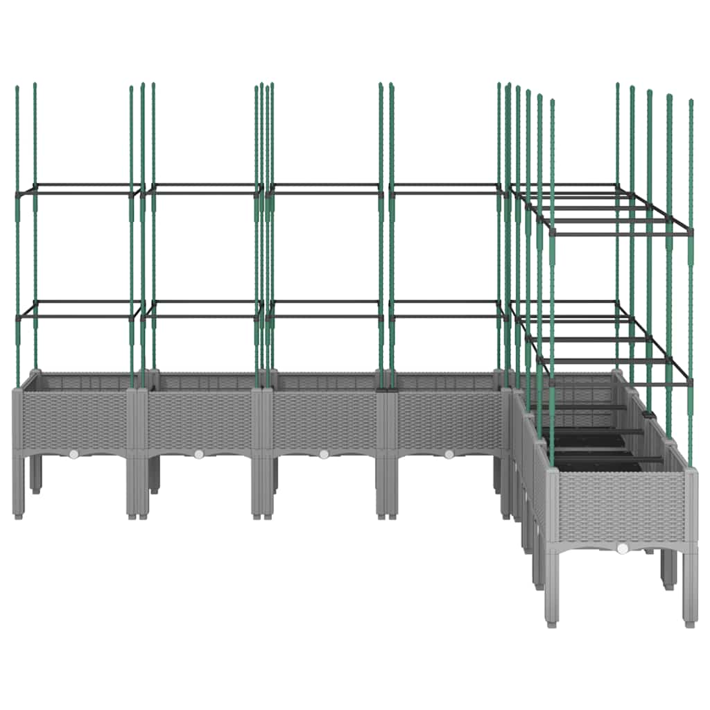 Vrtna sadilica s rešetkom svjetlosiva 200 x 160 x 142,5 cm PP