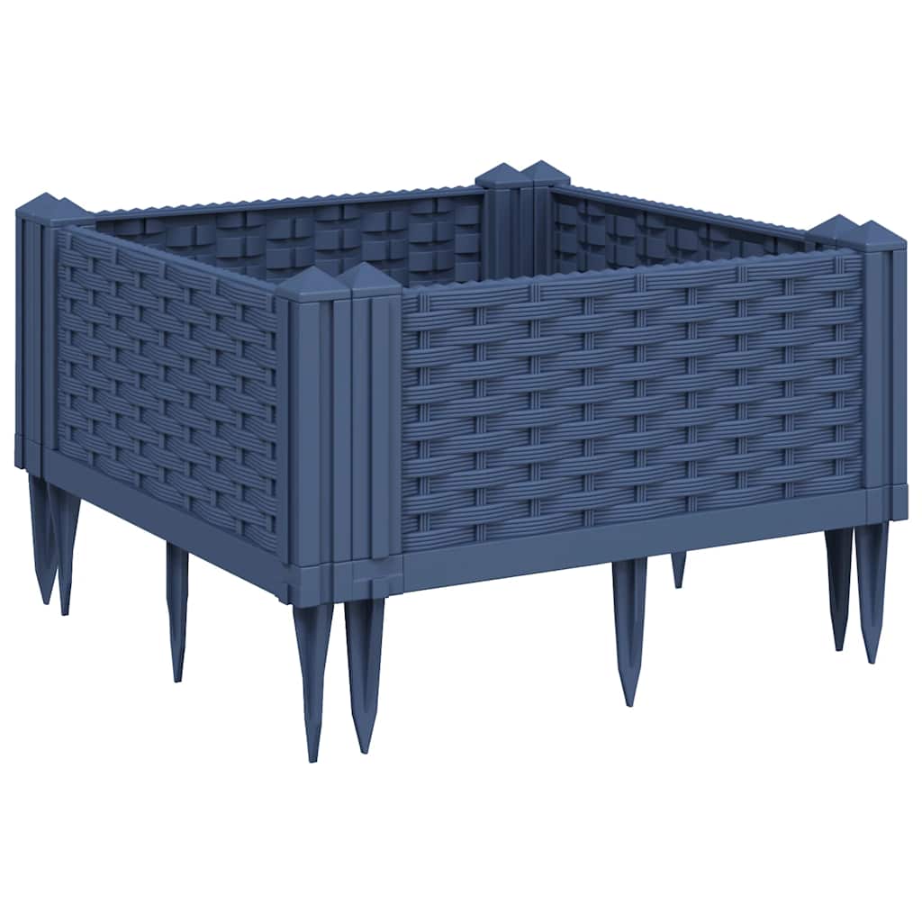 Vrtna sadilica s klinovima plava siva 42,5 x 42,5 x 28,5 cm PP