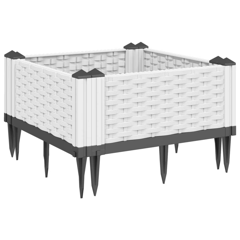 Vrtna sadilica s klinovima bijela 42,5 x 42,5 x 28,5 cm PP