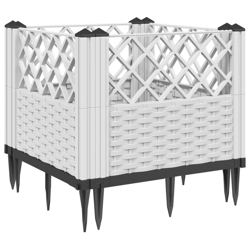 Vrtna sadilica s klinovima bijela 43,5 x 43,5 x 43,5 cm PP