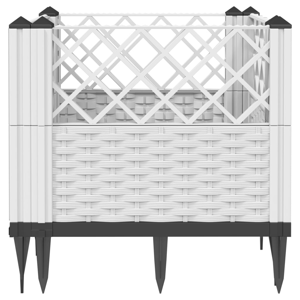 Vrtna sadilica s klinovima bijela 43,5 x 43,5 x 43,5 cm PP