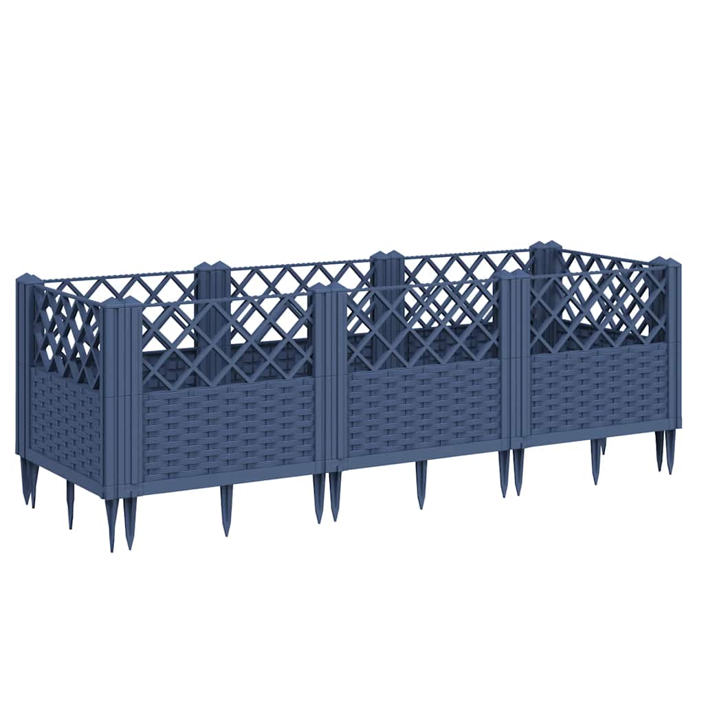 Vrtna sadilica s klinovima plava siva 123,5x43,5x43,5 cm PP