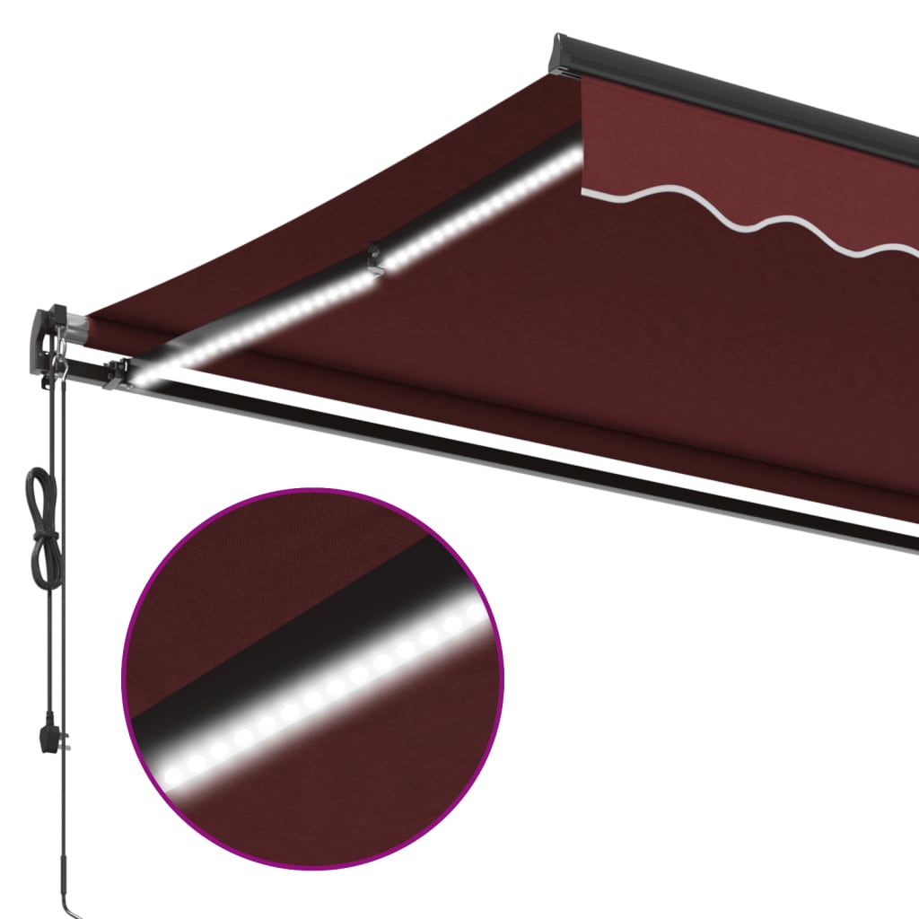 Tenda na automatsko uvlačenje s LED svjetlima bordo 500x350 cm