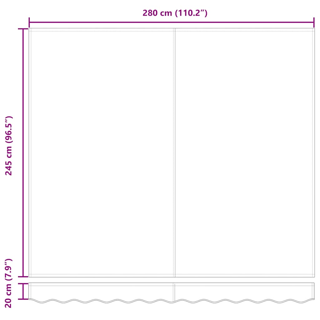 Tenda na ručno uvlačenje bordo 300 x 250 cm