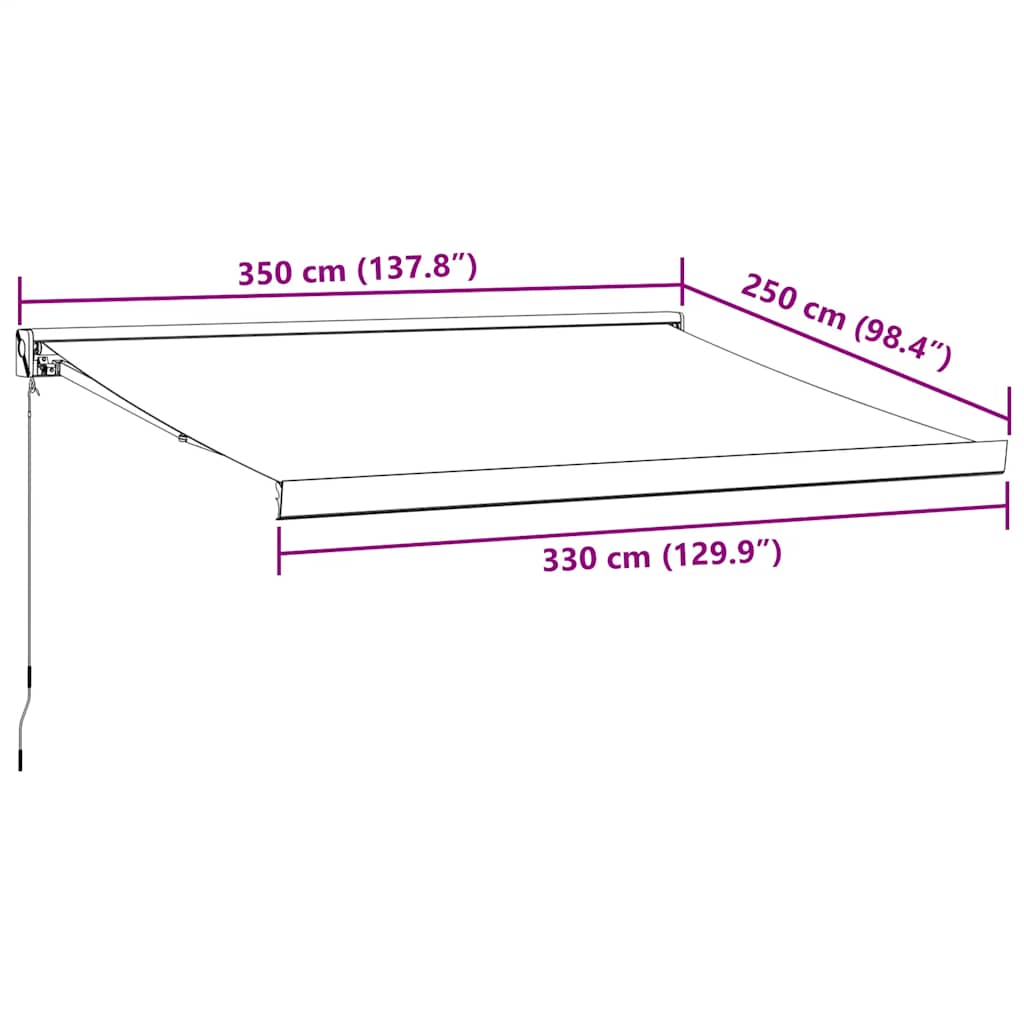 Tenda na ručno uvlačenje bordo 350 x 250 cm