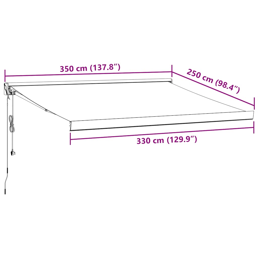 Tenda na automatsko uvlačenje bordo 350x250 cm