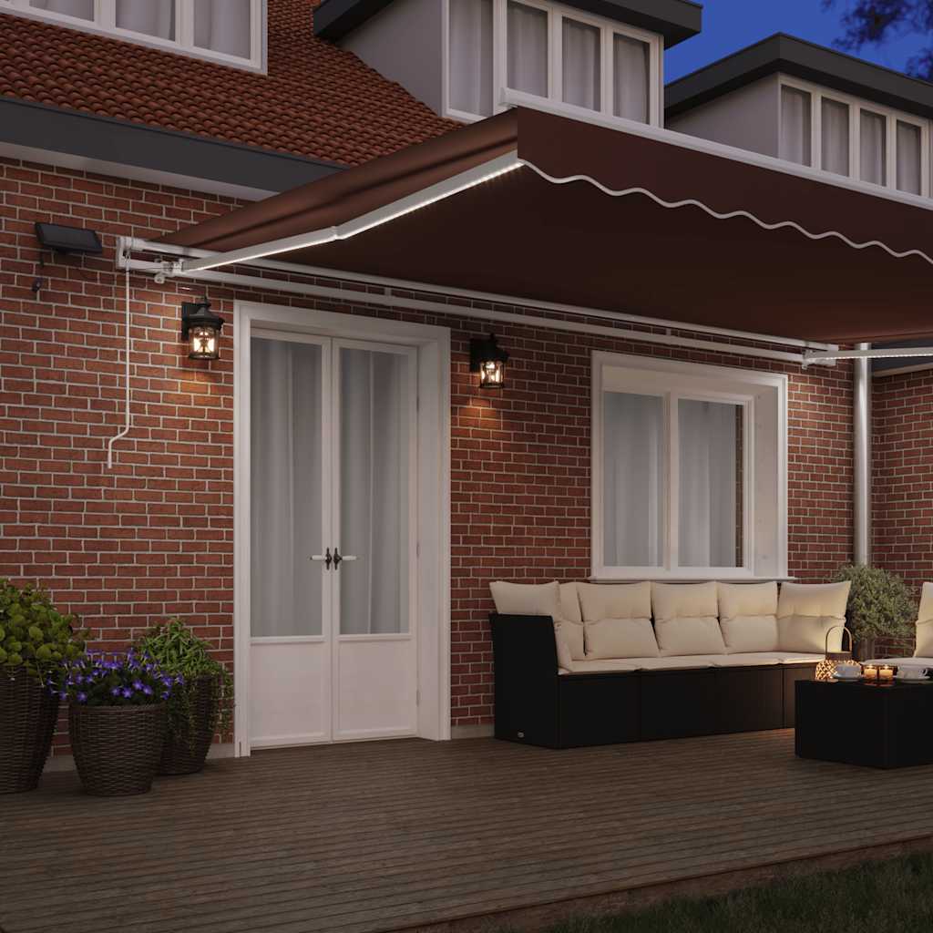Tenda na ručno uvlačenje s LED smeđa 500 x 300 cm