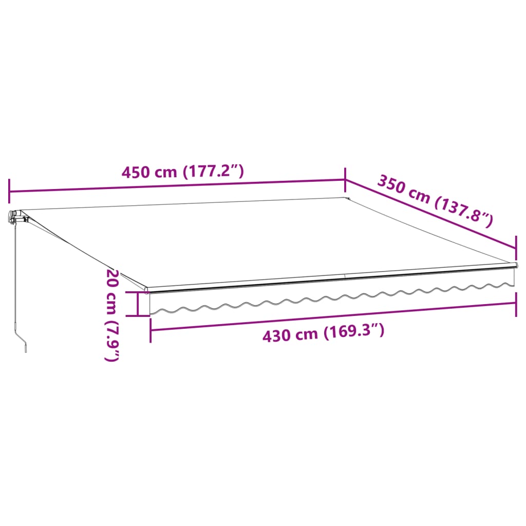 Tenda na ručno uvlačenje s LED smeđa 450 x 350 cm