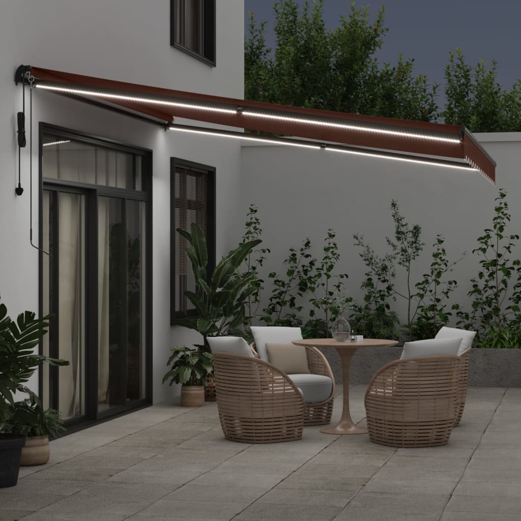 Tenda na automatsko uvlačenje s LED smeđa 400 x 350 cm