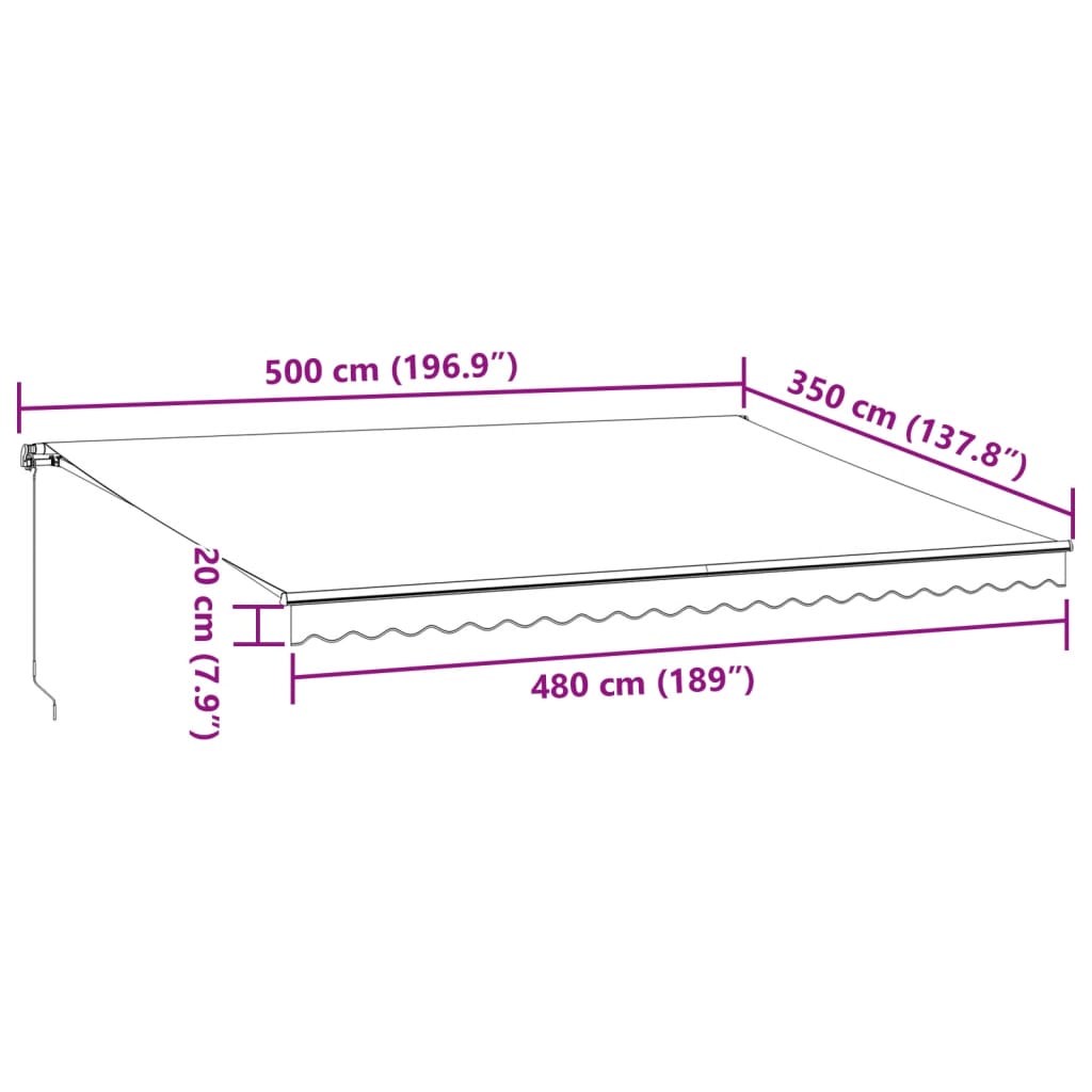 Tenda na ručno uvlačenje smeđa 500 x 350 cm