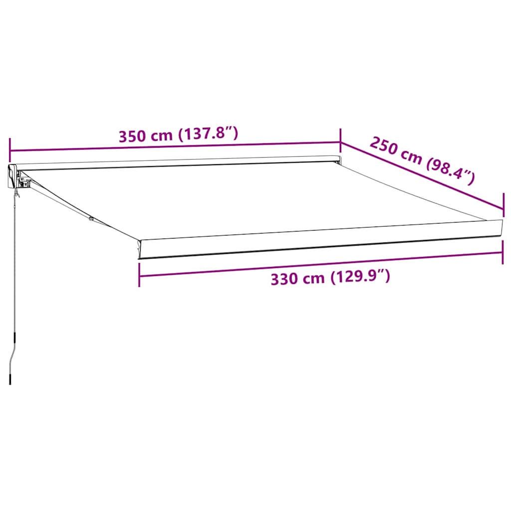 Tenda na ručno uvlačenje smeđa 350 x 250 cm