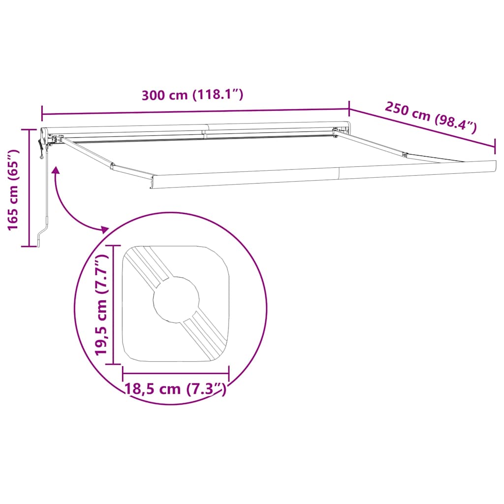 Tenda na automatsko uvlačenje smeđa 300 x 250 cm